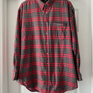 Vintage Nordstrom Red, Green and Black Checkered Casual Button Down Shirt